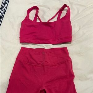Athleta Fuchsia Sports Bra and Leggings Set